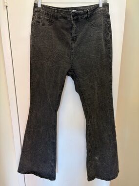 Fashion Nova Curve Washed Black Flare Jeans Size 14Plus